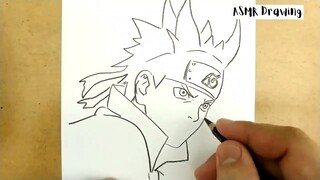 ASMR drawing Naruto ... VERY EASY ,, how to draw NARUTO manga from japa