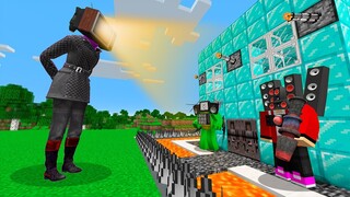 JJ SPEAKER MAN and Mikey TV MAN vs TV WOMAN! Security House in Minecraft - Maizen