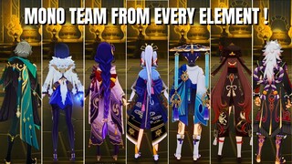 1 Mono Team From Every Element !! {Genshin Impact}