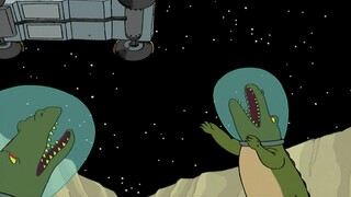 月球上出现鳄鱼，居然都戴着宇航头盔，如何进食是个迷！