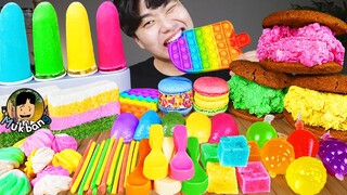 ASMR MUKBANG 레인보우 디저트 아이스크림 마카롱 젤리 먹방 & 레시피 DESSERT ICE CREAM MACARONS EATING SOUND!