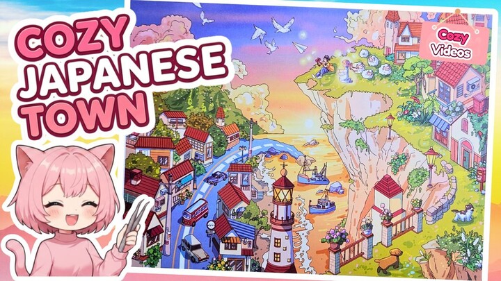 A Cozy Japanese Town Crafted from Stickers! | 3D Sticker Scenes DIY