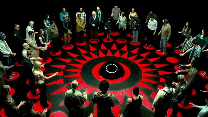 Each person has a red circle under their feet. You must stay inside your circle and avoid touching o