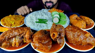 SPICY MUTTON LEG PIECE, MUTTON CURRY, CHICKEN LEG PIECE, CHICKEN CURRY, PUMPKIN FRY, RICE MUKBANG ||