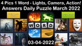 4 Pics 1 Word - Lights, Camera, Action! - 04 March 2022 - Answer Daily Puzzle + Bonus Puzzle