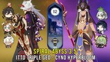 C0 Itto Triple Geo and C1 Cyno Hyperbloom - Genshin Impact Abyss 3.5 - Floor 12 9 Stars