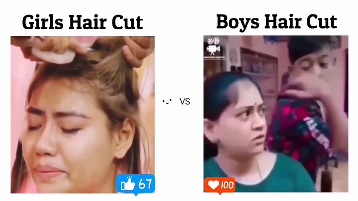 Girl HaircUt VS Boys HairCut 🤔