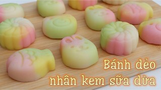 Bánh dẻo trung thu không dùng bột bánh dẻo cùng nhân kem trứng sữa dừa