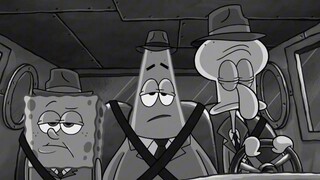 ภาพวาดขาวดำชิ้นแรกของ SpongeBob SquarePants สควิดวาร์ดกลายร่างเป็นนักสืบที่กำลังตามหาเครื่องบันทึก