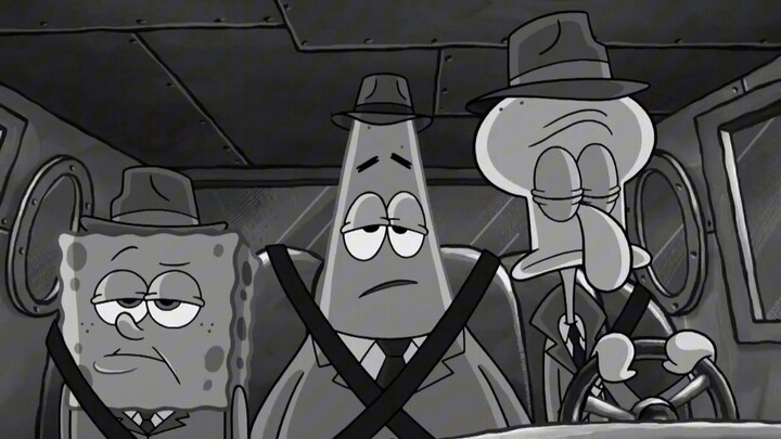Bức tranh đen trắng đầu tiên của SpongeBob SquarePants, Squidward biến thành một thám tử đang tìm ki