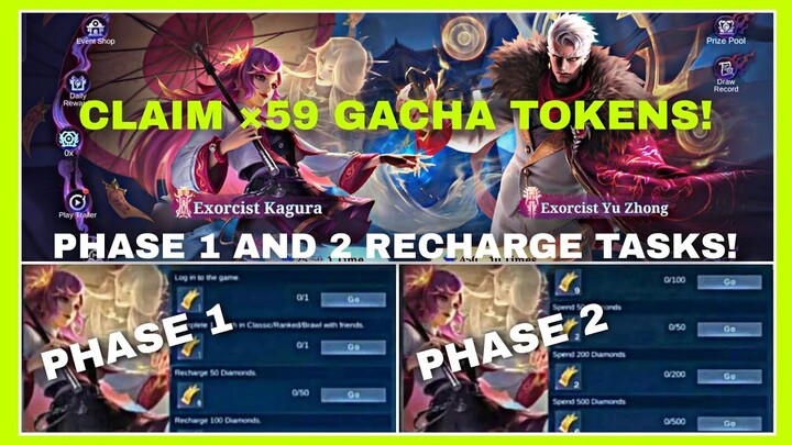 HOW TO GET ×59 GACHA TOKENS IN THE EXORCISTS EVENT! PHASE 1 AND 2 RECHARGE TASKS MLBB