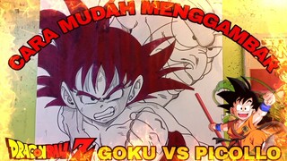 CARA mudah menggambar anime dragon ball, sob goku dan Piccolo