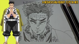 menggambar gyomei himejima dari anime demon slayer