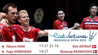 Takuro Hoki Yugo Kobayashi defeat by Kim Astrup Anders Rasmussen in QF Badminton Indonesia Open 2022