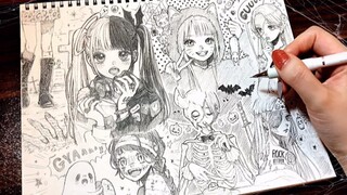 [ภาพวาดด้วยมือ] รูป The Haunted Girls: Happy Halloween