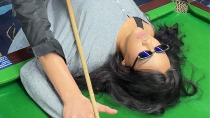 My sister can only shoot straight balls in pool.