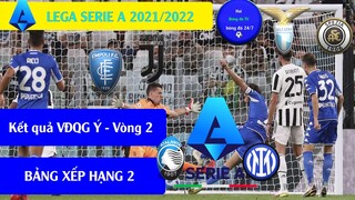 Kết quả vô địch quốc gia Ý, Bảng xếp hạng mới Vòng 2 I Serie A 21/22