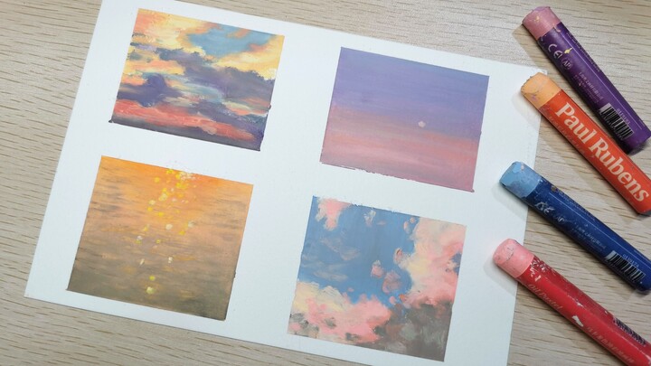 Painting With Oil Sticks | Colorful Sky