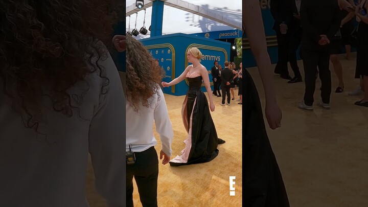Elle Fanning #glambot BTS at 2022 Emmys #shorts  #redcarpetglamour #redcarpet