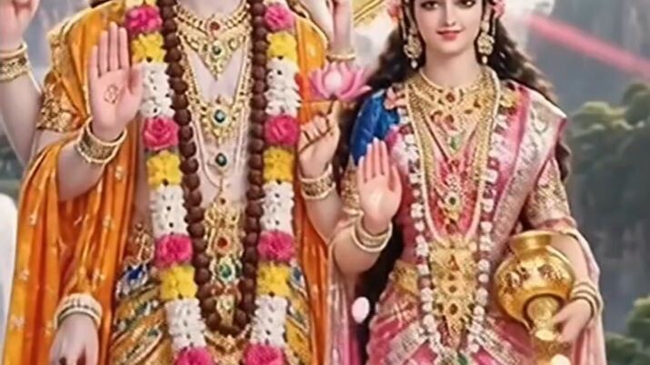 🙏🌺#LordVishnu #MaaLakshmi #JaiLakshmiNarayanThe divine presence of Lord Vishnu and God