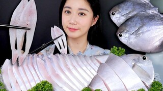 [ONHWA] Silver Pomfret Sashimi Chewing Sound! You can even eat the fish bones *Silver Pomfret