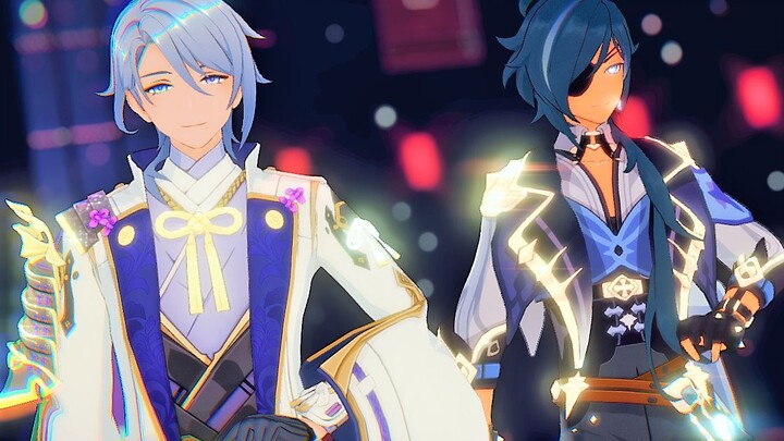 [Genshin Impact MMD] Male One-handed Sword Set♥Ayato and Kaeya♥[Wiggle Wiggle]