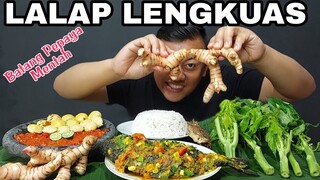 LALAP PUCUK DAUN PEPAYA MENTAH + JENGKOL MUDA MENTAH + IKAN ASIN +SAMBAL TERASI + IKAN MAS WOKU