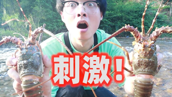 回老家打野，在河边看见两只龙虾在秀恩爱，于是就把它们烤了。