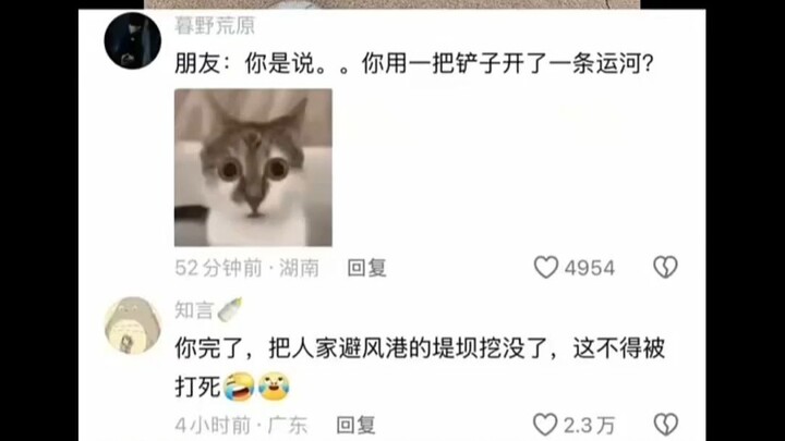 朋友你是说。。你用一把铲子开了一条运河