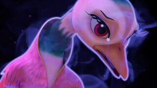 The peacock sister cannot spread her tail and becomes blackened due to her inferiority complex