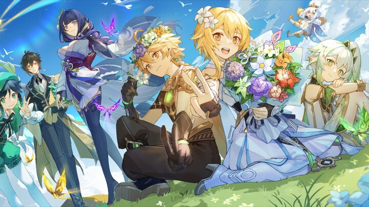Genshin impact Aether meet lumine