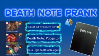 DEATH NOTE PRANK ON ENEMIES