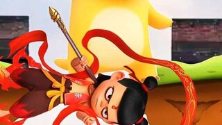 Nezha helps the little dragon cross the bridge