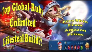 Top 1 Global Ruby Insane Gameplay 2020 | Mobile Legends | Free Skin from Amazon Prime | Lifestealer