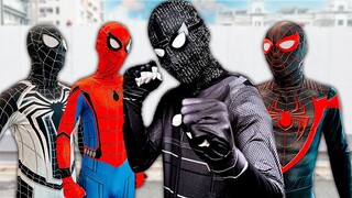 TEAM SPIDER-MAN vs BAD GUY TEAM || The SKILL of NEW BAD-HERO ( Live Action )