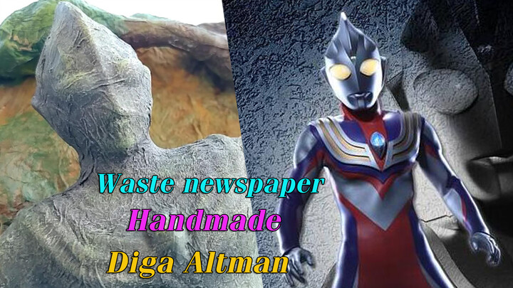 Membuat Patung Batu Runtuh Ultraman Tiga dari Koran Bekas