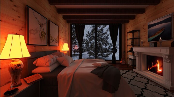 Cozy Cabin with Relaxing Music and Snowfall 🔥 | ❄️ Cabaña, fuego, nieve y música relajante