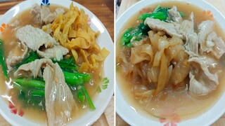 วิธีทำราดหน้าหมูหมัก เส้นใหญ่นุ่มๆ เกี๊ยวกรอบๆ แป้งไม่คืนตัว  Noodles with Pork in Gravy Sauce