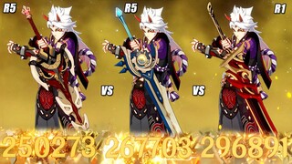 Itto Redhorn Stonethresher R1 vs Whiteblind R5 vs Serpent Spine R5 Damage Comparison