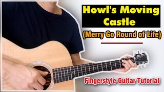 Hướng dẫn: Merry Go Round of Life - Howl's Moving Castle | Guitar Solo/Fingerstyle Tutorial Easy