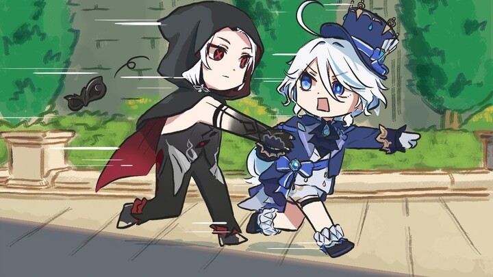 Pelayan: Terima teleponnya! Funina: Ups, kamu sudah beberapa hari tidak mencuci tangan. Ayo cuci tan