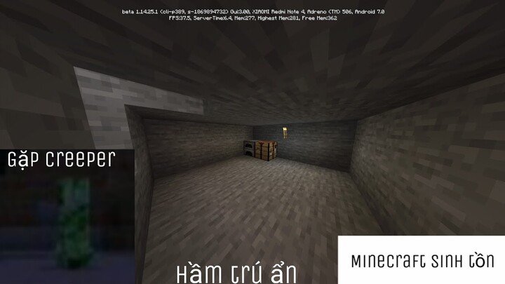 Minecraft Sinh Tồn Ngắn// Chặt nhiều gỗ, Xây hầm trú ẩn và gặp CREEPER !!!