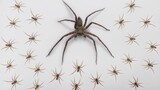 When a white-fronted tall spider encounters 100 little spiders, kill them all?