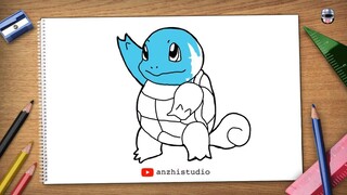 Cara melukis Squirtle dari Pokemon • Drawing Squirtle of Pokemon