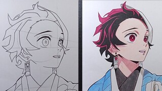 How to Draw TANJIRO Kamado [ Kimetsu no Yaiba ] - Cara Gambar Anime