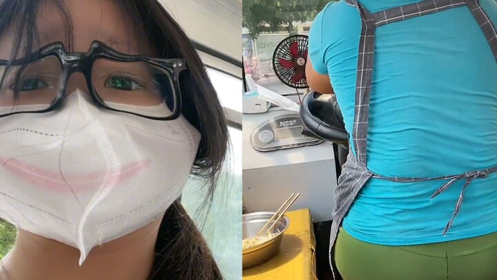 When the girl was buying egg-filled pancakes, the urban management came and the stall owner put her 