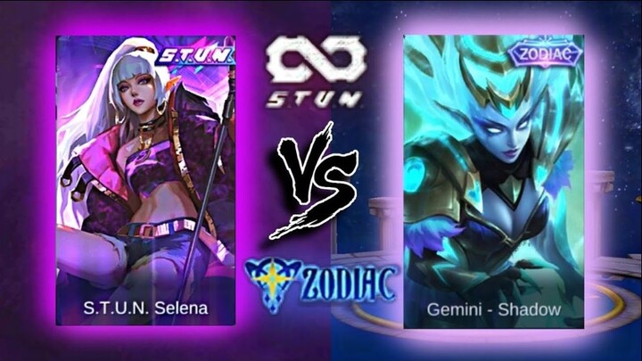 S.T.U.N SELENA VS. GEMINI SELENA|STUN Selena and ZODIAC SKIN Comparison|MLBB SKIN COMPARISON