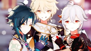 左魈右万叶，哥哥有危险了「枫原万叶/魈/空/原神MMD||jewel」