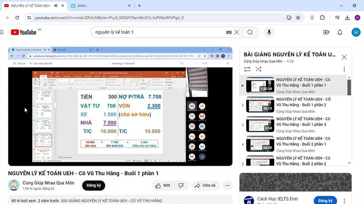 NGUYÊN LÝ KẾ TOÁN UEH - Cô Vũ Thu Hằng - Buổi 1 phần 1 - YouTube - Google Chrome