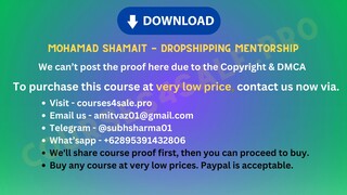 [courses4sale.pro]Mohamad Shamait - Dropshipping Mentorship